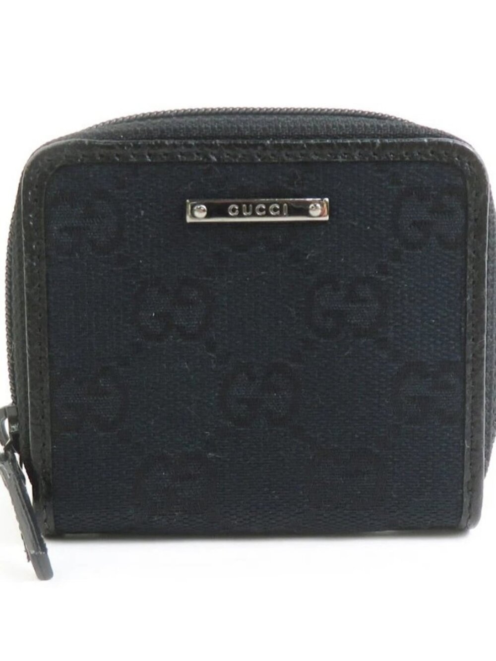 GUCCI Coin Purse Case Black GG Canvas/Leather -